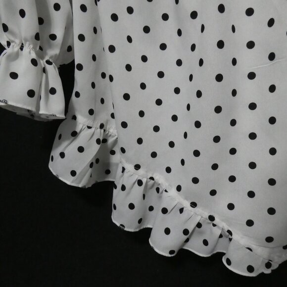 BOOHOO | size 16 | Black and White PolkaDot Romper | Tie Front - Picture 15 of 16